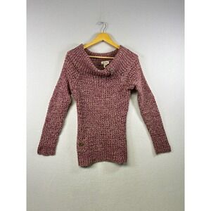 JJ Always Women's Pink Marled Knit Cowl Neck Button Detail‎ Sweater XL
